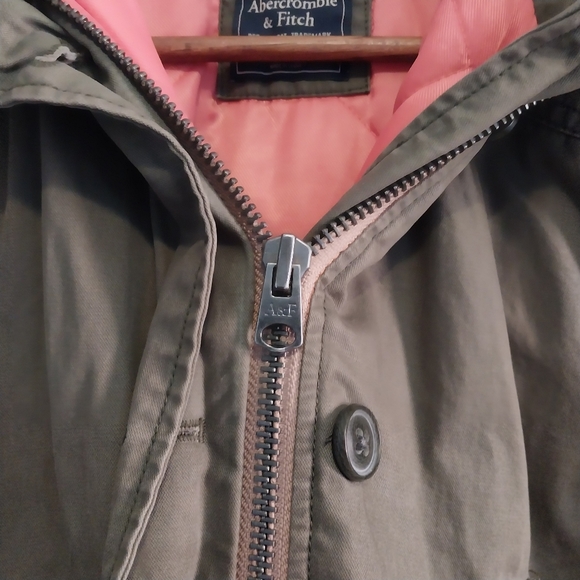 Abercrombie & Fitch Jacket Size XXS Military Parka Quitted Lined Faux Fur Hood - Picture 10 of 14